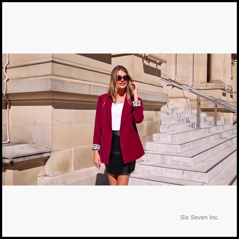 Polyester Blazer with Leopard Lining for Business… - image 7